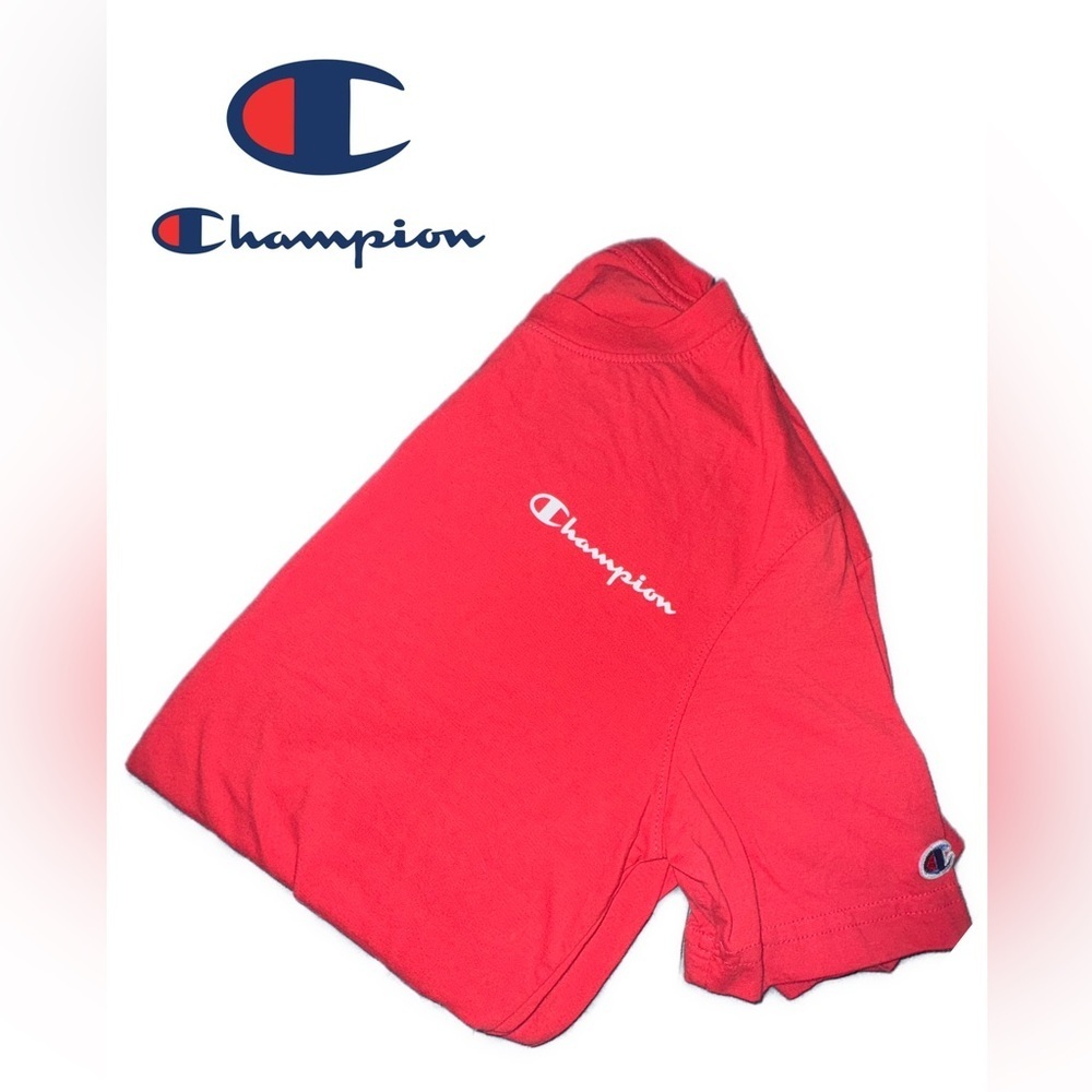 ❤️Champion Vibrant Coral Red Tee with Logo mens size small perfect condition